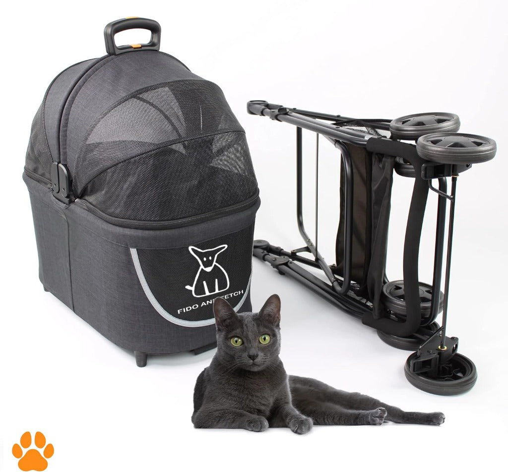 2-in-1 Foldable Pet Stroller & Carrier for Small Dogs & Cats – Lightweight Buggy with Mesh Sides, Suspension & Swivel Wheels